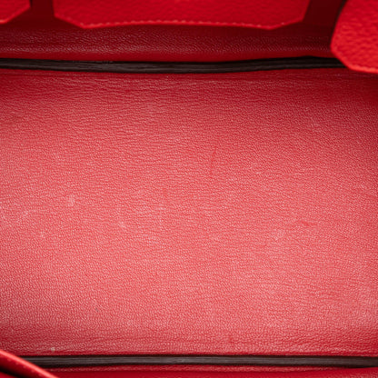 Second hand Hermes Birkin 30 Taurillon Clemence Leather Top - handle Bag Rouge Pivoine - Tabita Bags