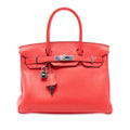 Second hand Hermes Birkin 30 Taurillon Clemence Leather Top - handle Bag Rouge Pivoine - Tabita Bags