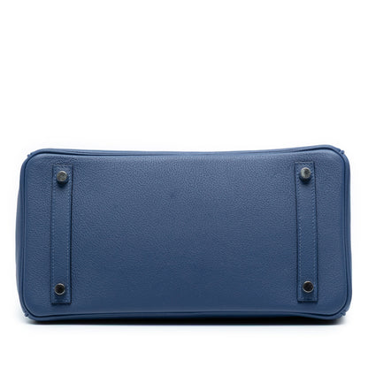 Second hand Hermes Birkin 30 Togo Leather Top - handle Bag Blue - Tabita Bags