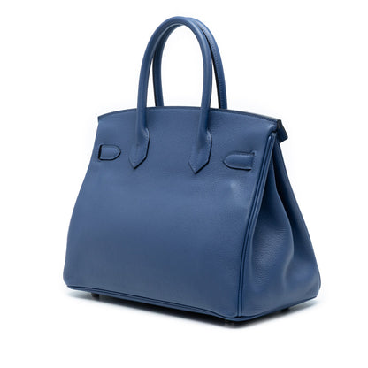 Second hand Hermes Birkin 30 Togo Leather Top - handle Bag Blue - Tabita Bags