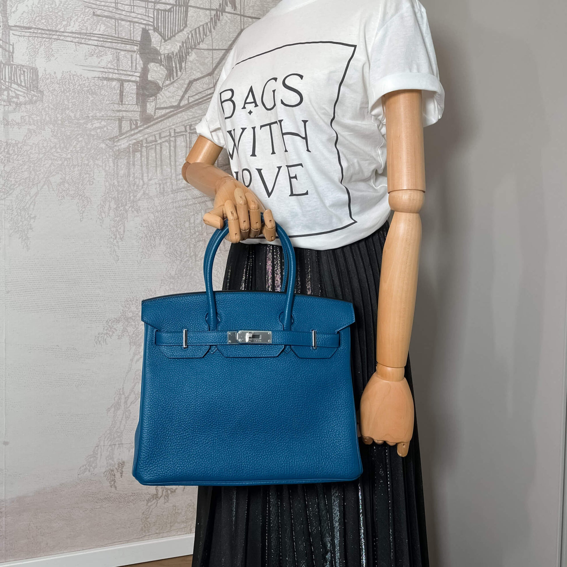 Second hand Hermes Birkin 30 Togo Leather Top-handle Bag Cobalt - Tabita Bags