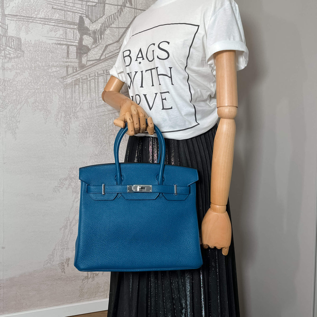 Second hand Hermes Birkin 30 Togo Leather Top-handle Bag Cobalt - Tabita Bags