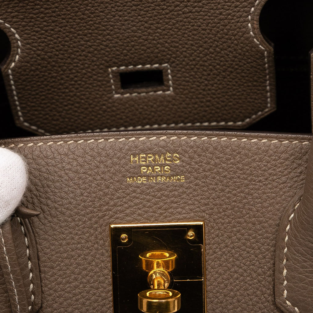 Second hand Hermes Birkin 30 Togo Leather Top - handle Bag Etoupe - Tabita Bags