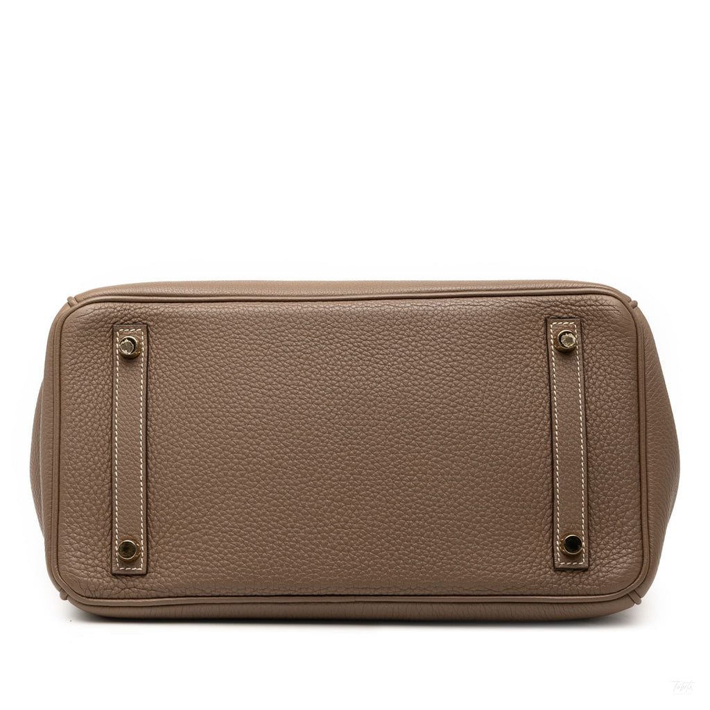Second hand Hermes Birkin 30 Togo Leather Top - handle Bag Etoupe - Tabita Bags