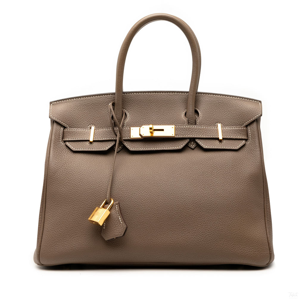 Second hand Hermes Birkin 30 Togo Leather Top - handle Bag Etoupe - Tabita Bags