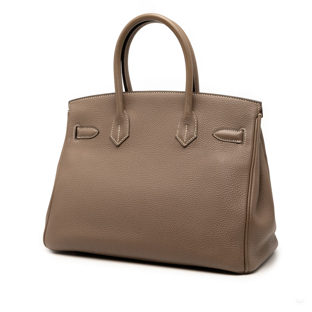 Second hand Hermes Birkin 30 Togo Leather Top - handle Bag Etoupe - Tabita Bags