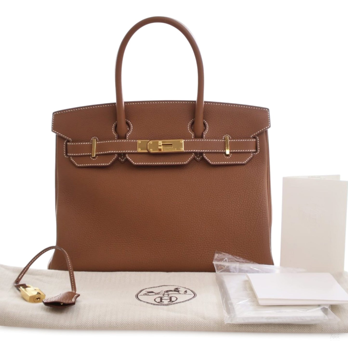 Second hand Hermes Birkin 30 Togo Leather Top - Handle Handbag Gold - Tabita Bags