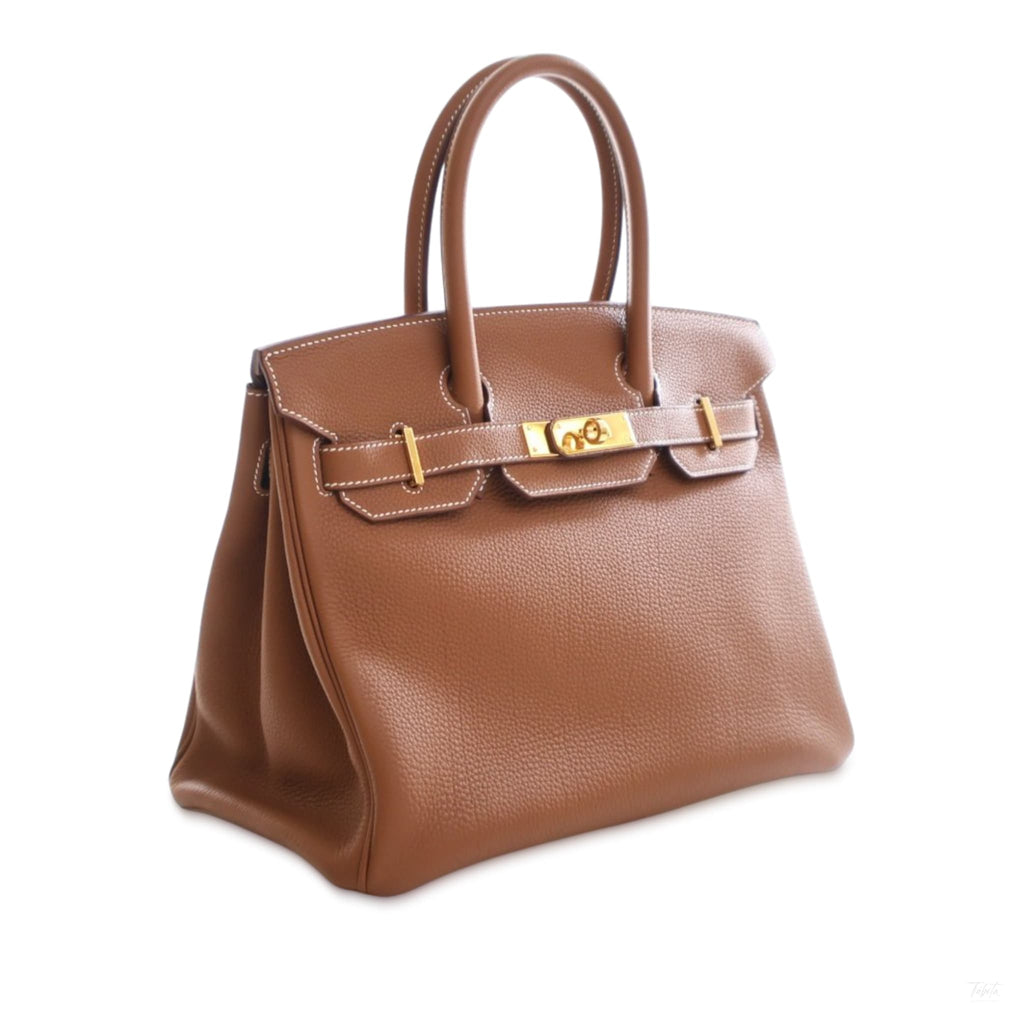 Second hand Hermes Birkin 30 Togo Leather Top - Handle Handbag Gold - Tabita Bags