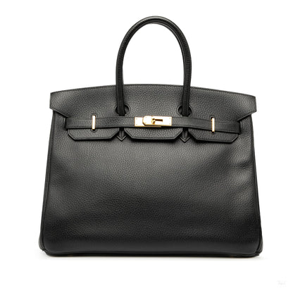 Second hand Hermes Birkin 35 Ardennes Leather Top - handle Handbag Noir - Tabita Bags