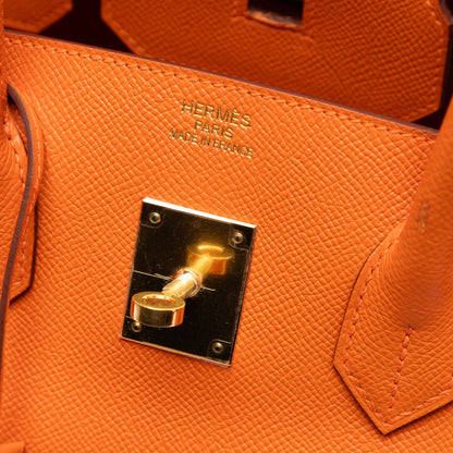 Second hand Hermes Birkin 35 Epsom Leather Top - handle Handbag Orange - Tabita Bags