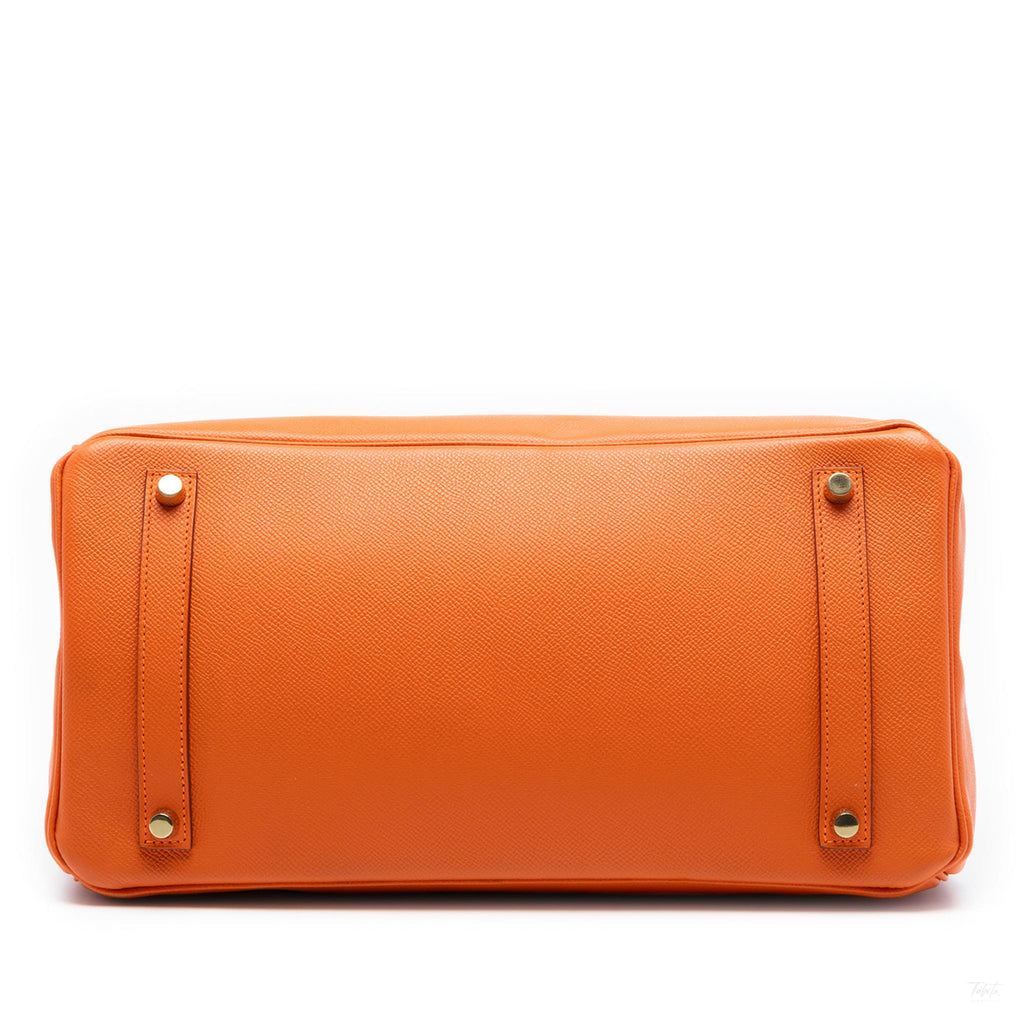 Second hand Hermes Birkin 35 Epsom Leather Top - handle Handbag Orange - Tabita Bags