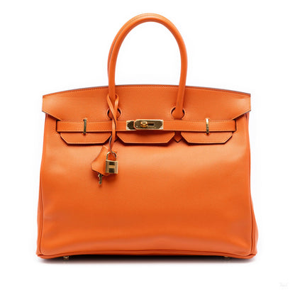 Second hand Hermes Birkin 35 Epsom Leather Top - handle Handbag Orange - Tabita Bags