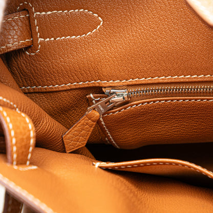 Second hand Hermes Birkin 35 Taurillon Clemence Leather Top - handle Bag Gold - Tabita Bags