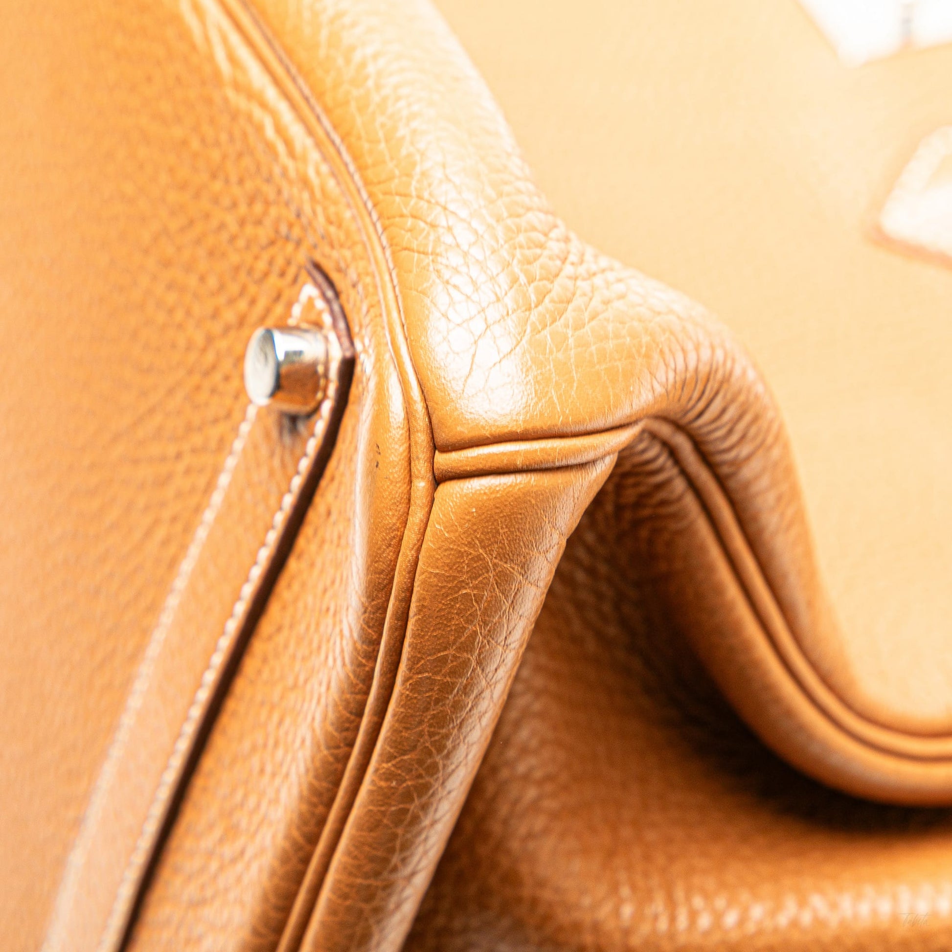 Second hand Hermes Birkin 35 Taurillon Clemence Leather Top - handle Bag Gold - Tabita Bags