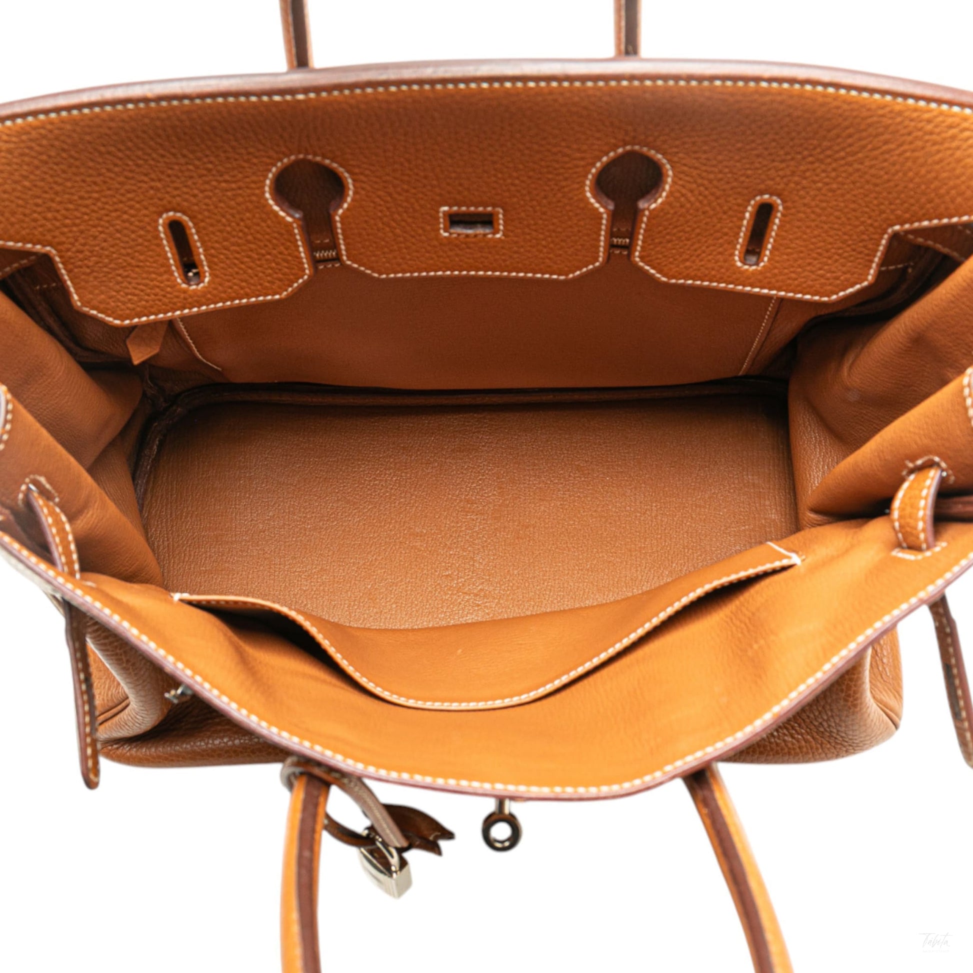 Second hand Hermes Birkin 35 Taurillon Clemence Leather Top - handle Bag Gold - Tabita Bags