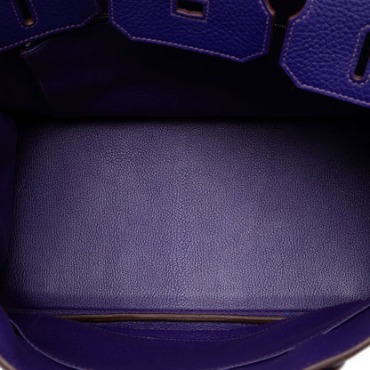 Second hand Hermes Birkin 35 Taurillon Clemence Leather Top - handle Handbag Iris - Tabita Bags