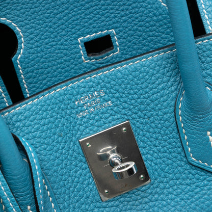 Second hand Hermes Birkin 35 Togo Leather Top - handle Bag Blue Jean - Tabita Bags