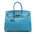 Second hand Hermes Birkin 35 Togo Leather Top - handle Bag Blue Jean - Tabita Bags