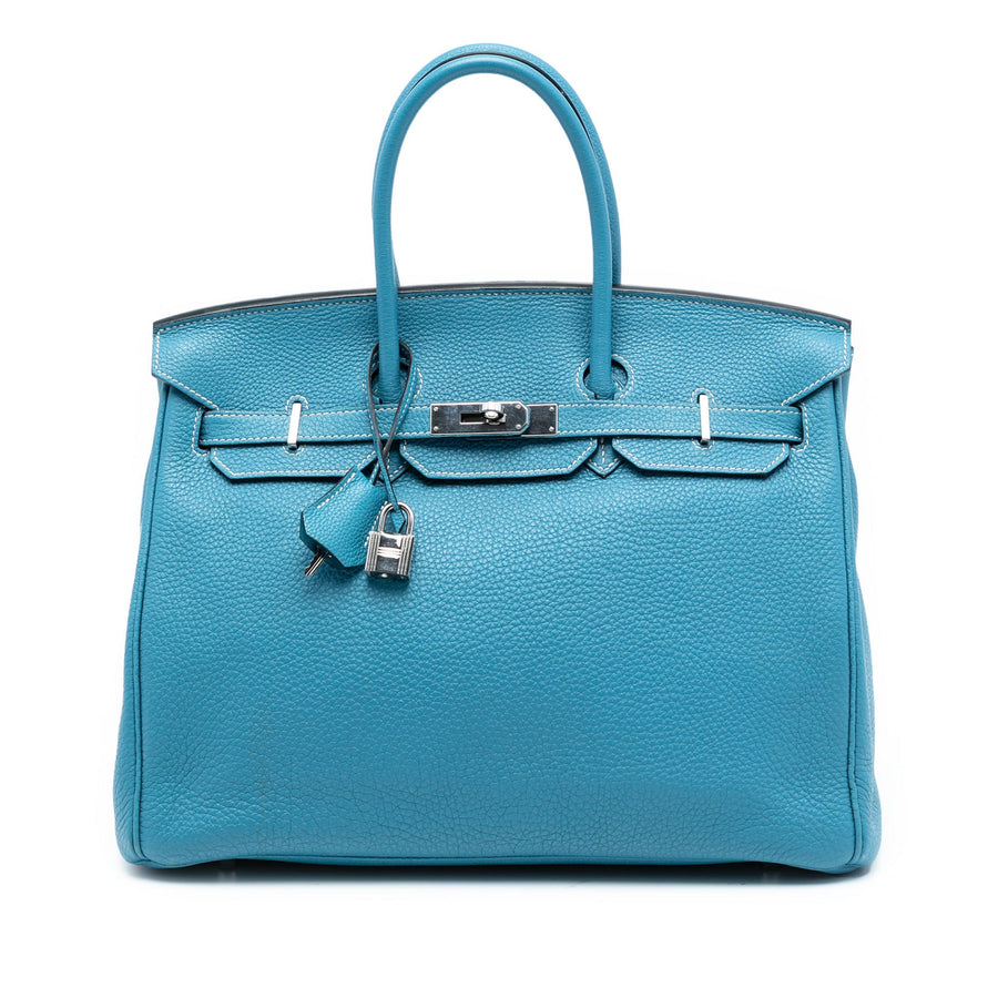 Second hand Hermes Birkin 35 Togo Leather Top - handle Bag Blue Jean - Tabita Bags