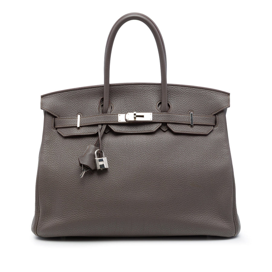 Second hand Hermes Birkin 35 Togo Leather Top-handle Bag Grey - Tabita Bags