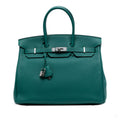 Second hand Hermes Birkin 35 Togo Leather Top - Handle Bag Malachite - Tabita Bags
