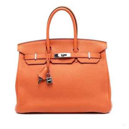 Second hand Hermes Birkin 35 Togo Leather Top - Handle Bag Orange - Tabita Bags
