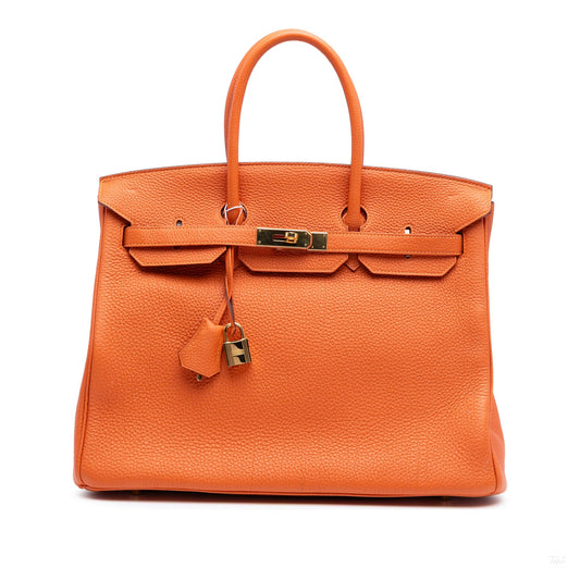 Second hand Hermes Birkin 35 Togo Leather Top - Handle Bag Orange - Tabita Bags