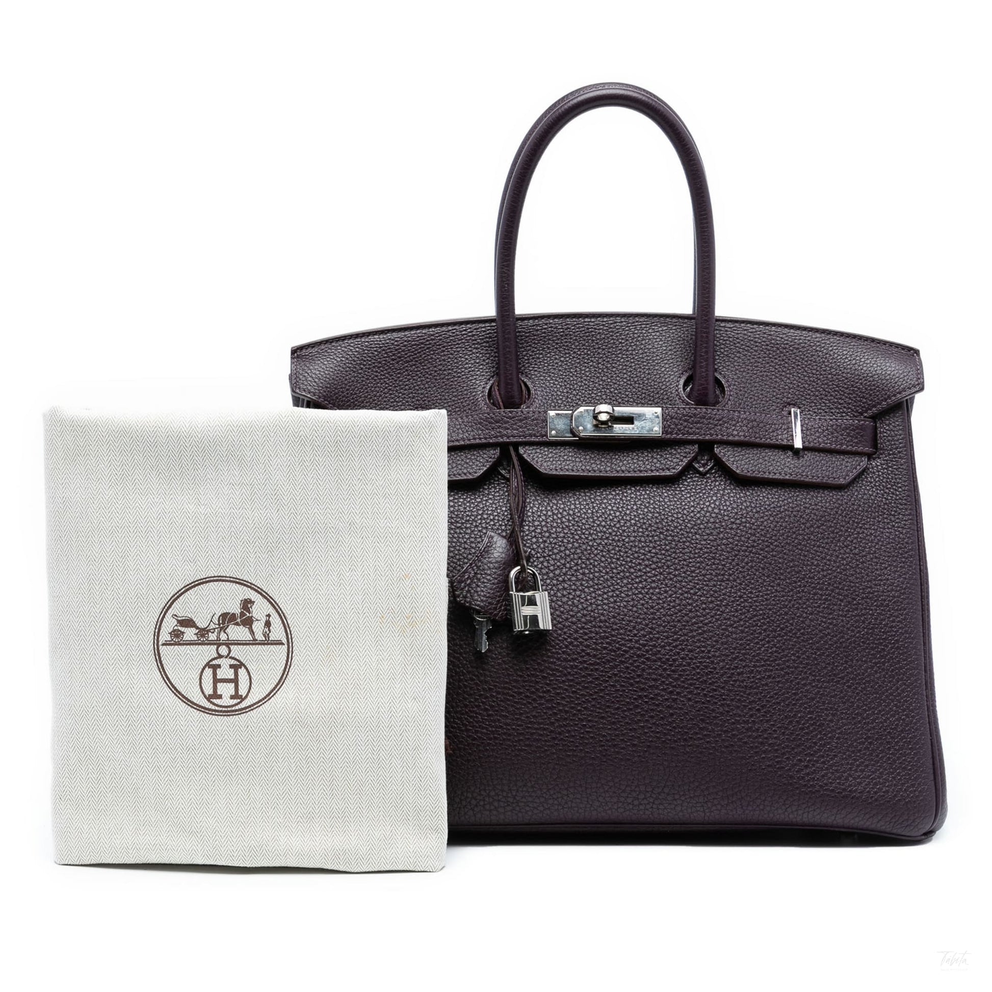 Second hand Hermes Birkin 35 Togo Leather Top - Handle Bag Raisin - Tabita Bags