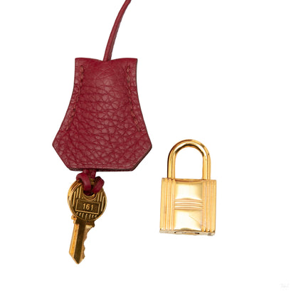 Second hand Hermes Birkin 35 Togo Leather Top - handle Bag Rouge Casaque - Tabita Bags