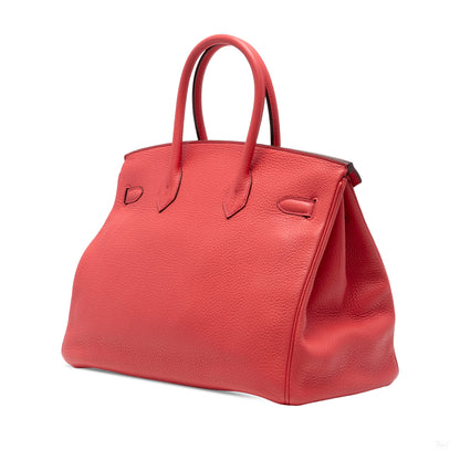 Second hand Hermes Birkin 35 Togo Leather Top - Handle Bag Rouge Casaque - Tabita Bags