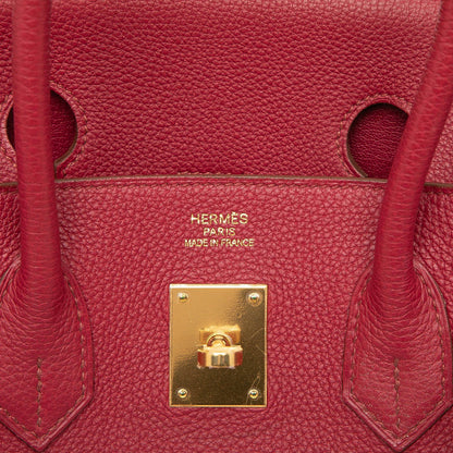 Second hand Hermes Birkin 35 Togo Leather Top - handle Bag Rouge Grenat - Tabita Bags