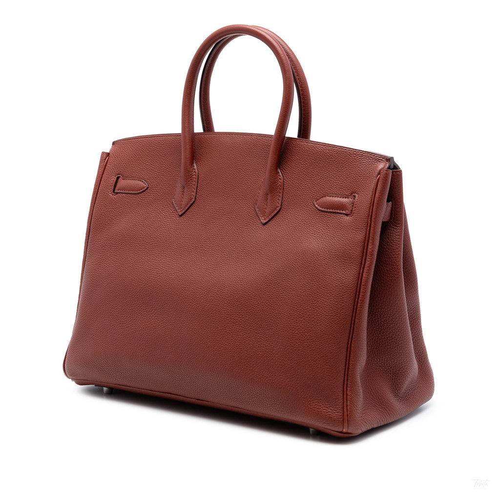 Second hand Hermes Birkin 35 Togo Leather Top - handle Bag Rouge H - Tabita Bags