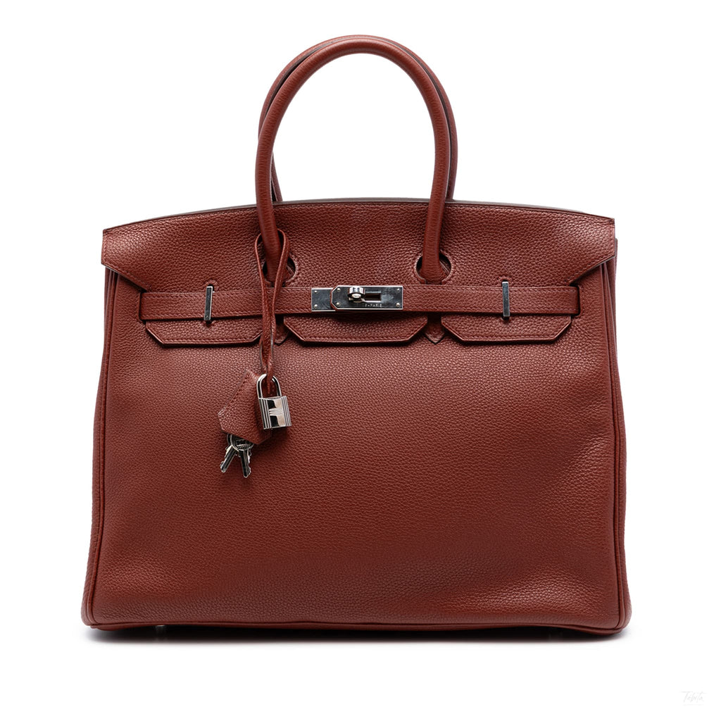 Second hand Hermes Birkin 35 Togo Leather Top - handle Bag Rouge H - Tabita Bags