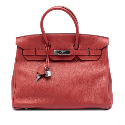Second hand Hermes Birkin 35 Togo Leather Top - handle Bag Rouge Vif - Tabita Bags