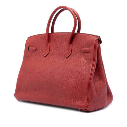 Second hand Hermes Birkin 35 Togo Leather Top - handle Bag Rouge Vif - Tabita Bags