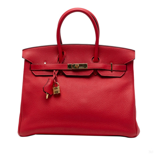 Second hand Hermes Birkin 35 Togo Leather Top - Handle Bag Rouge Vif - Tabita Bags