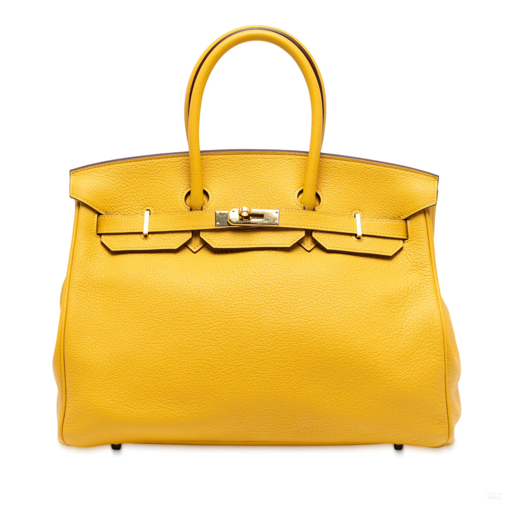 Second hand Hermes Birkin 35 Togo Leather Top - Handle Bag Soleil - Tabita Bags