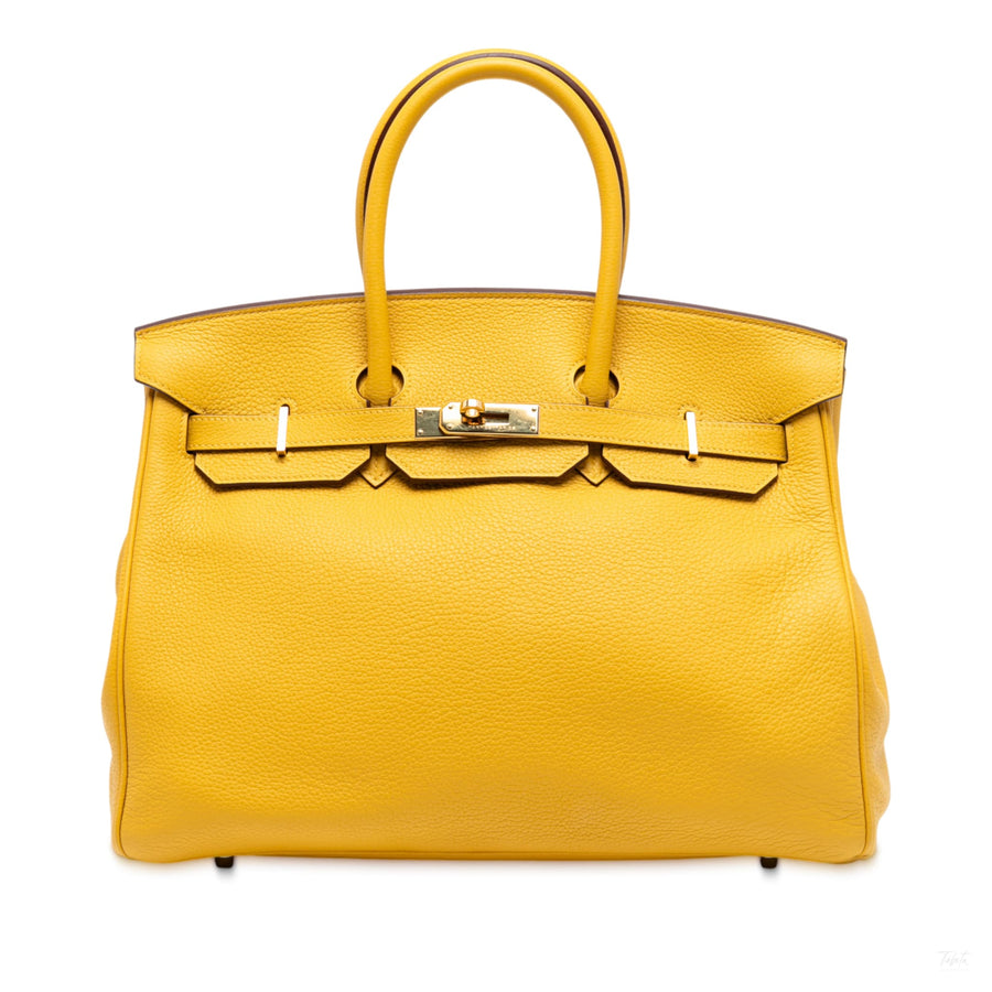 Second hand Hermes Birkin 35 Togo Leather Top - Handle Bag Soleil - Tabita Bags