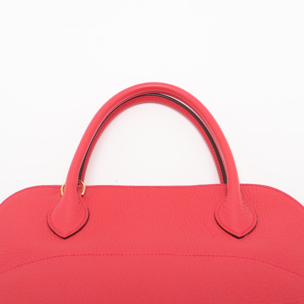 Second hand Hermes Bolide 31 Taurillon Clemence Leather Shoulder Bag Rouge de Coeur - Tabita Bags