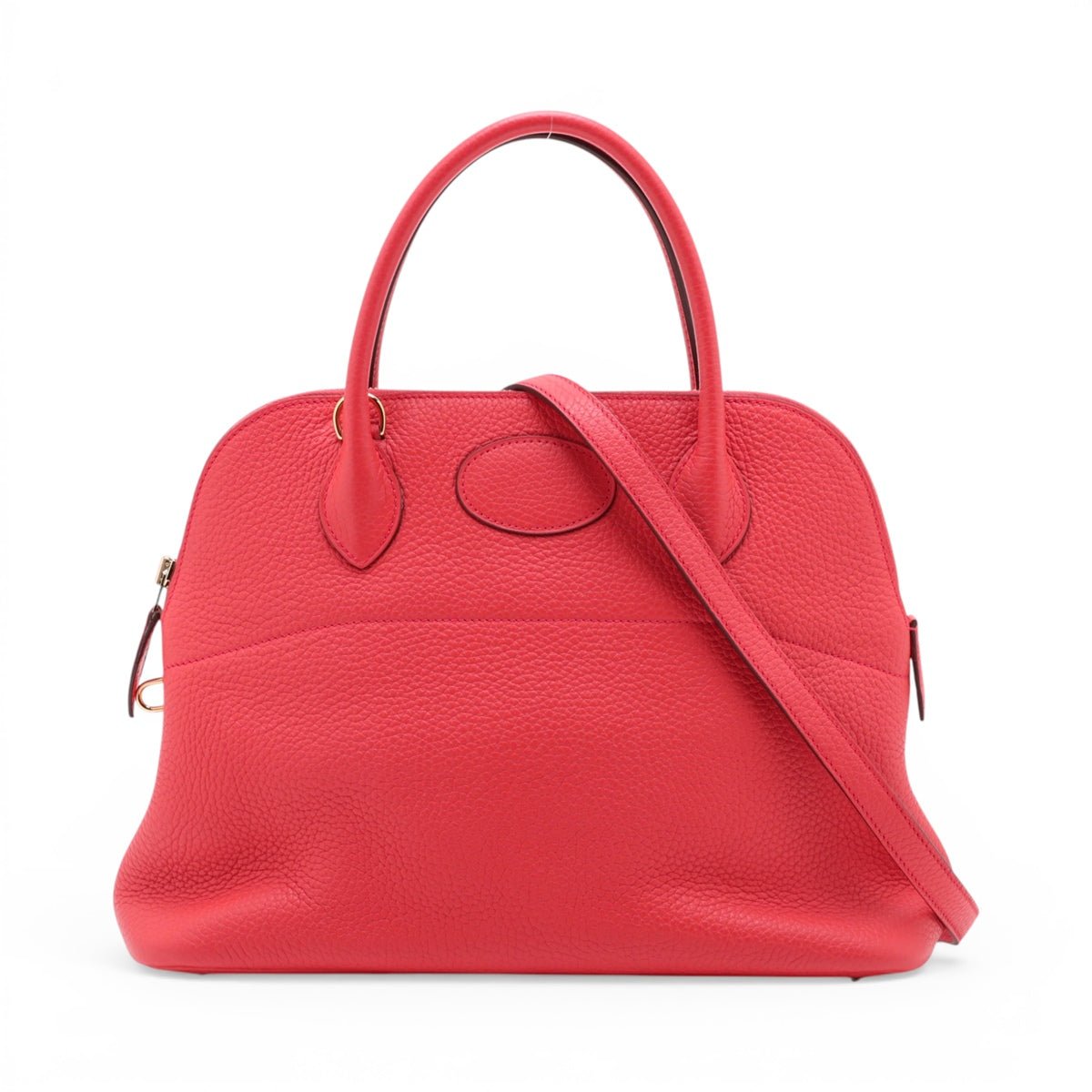 Second hand Hermes Bolide 31 Taurillon Clemence Leather Shoulder Bag Rouge de Coeur - Tabita Bags