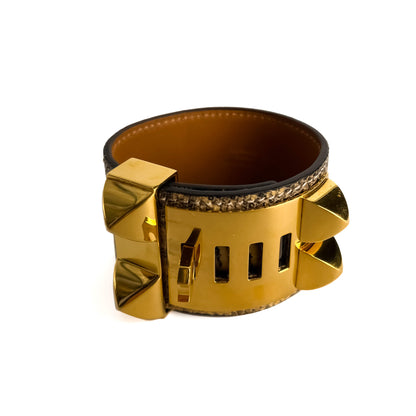 Second hand Hermes Collier de Chien 21 Ombre Lizard Exotic Leather Bracelet Bicolor - Tabita Bags