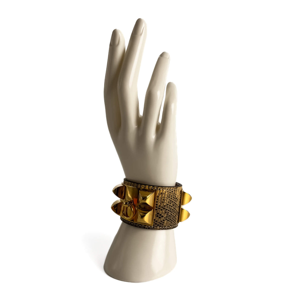 Second hand Hermes Collier de Chien 21 Ombre Lizard Exotic Leather Bracelet Bicolor - Tabita Bags