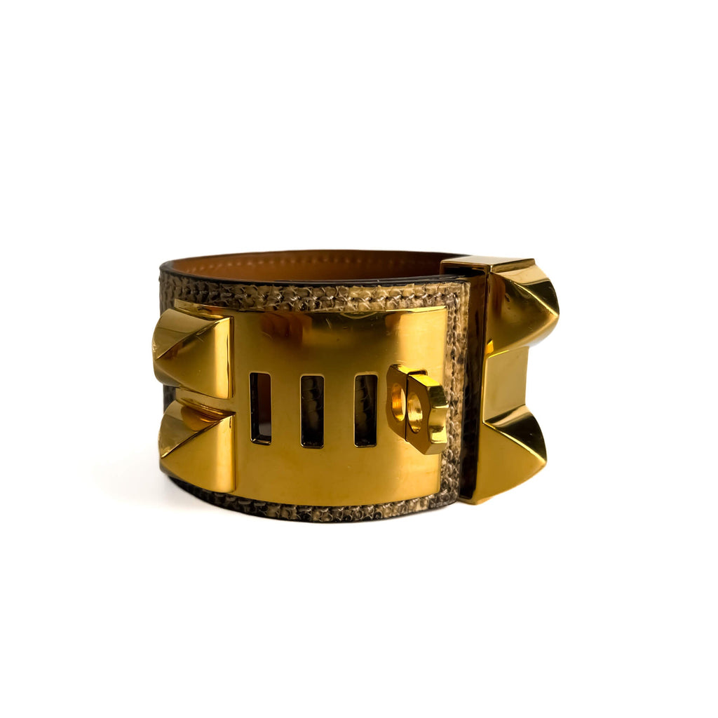 Second hand Hermes Collier de Chien 21 Ombre Lizard Exotic Leather Bracelet Bicolor - Tabita Bags