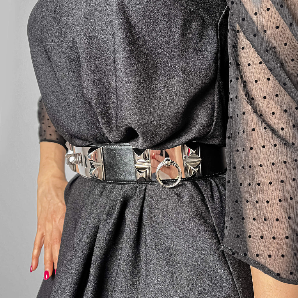 Second hand Hermes Collier de Chien 50 Leather Wide Belt 65 Black - Tabita Bags