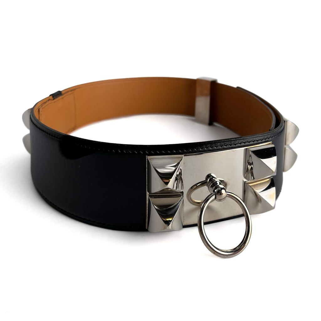 Second hand Hermes Collier de Chien 50 Leather Wide Belt 65 Black - Tabita Bags