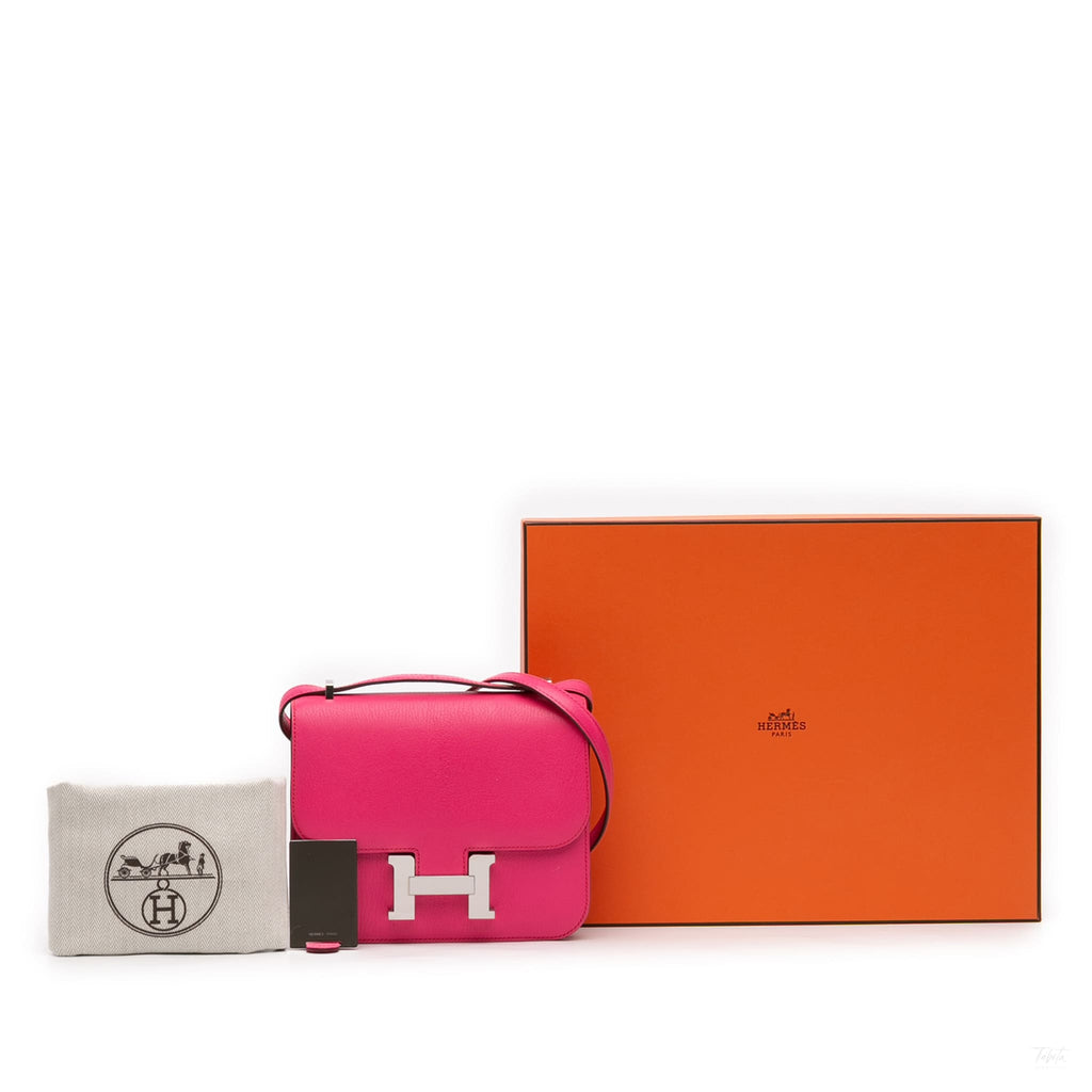 Second hand Hermes Constance 18 Chèvre Mysore Leather Shoulder Bag Rose Tyrien - Tabita Bags