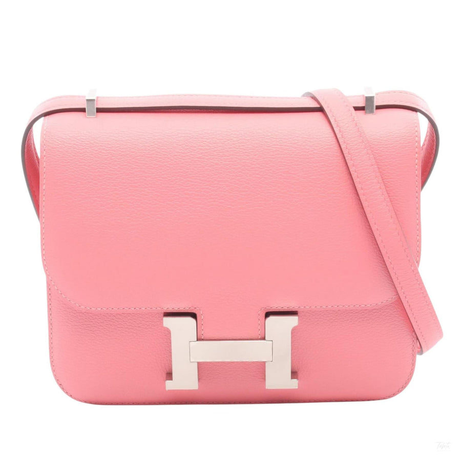 Second hand Hermes Constance 18 Evercolor Leather Shoulder Bag Pink - Tabita Bags