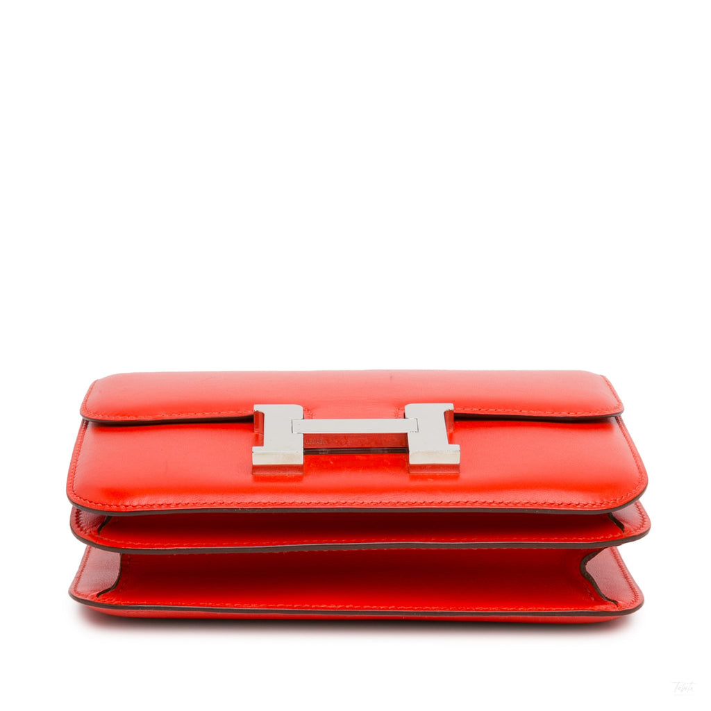 Second hand Hermes Constance 18 Tadelakt Leather Shoulder Bag Rouge Tomate - Tabita Bags