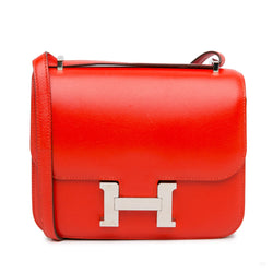 Second hand Hermes Constance 18 Tadelakt Leather Shoulder Bag Rouge Tomate - Tabita Bags