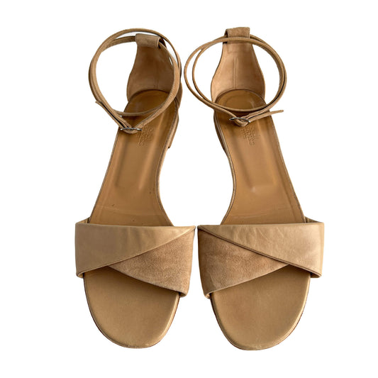 Second hand Hermes Crisscrossing straps Leather & Velvet Sandals 40 Beige - Tabita Bags